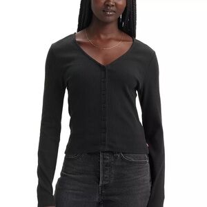 Levi's Black Button-Down Ribbed Top